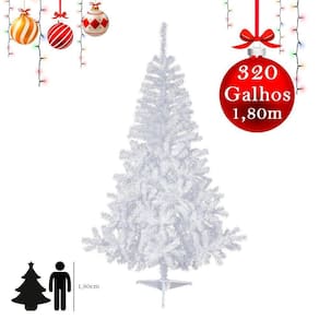 Arvore De Natal Branca 1,80 Metros 320 Galhos Pinheiro Luxo