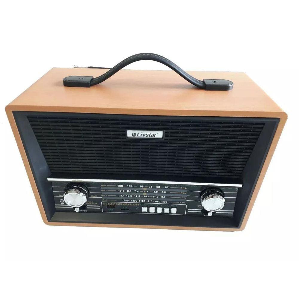 Rádio Portátil estilo retrô/Vintage Bluetooth Mp3 Aux Bivolt