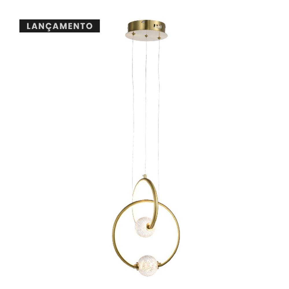 Pendente Letto Argola Ø26+ Ø20cm -Dourado 2 Metros De Cabo