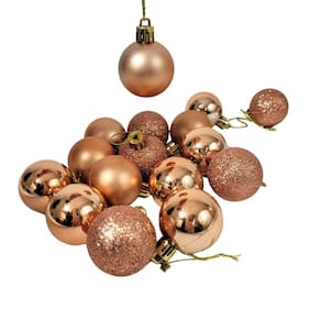 Bola De Natal Rose Gold Mix 4Cm Para Árvore Kit 16Pc