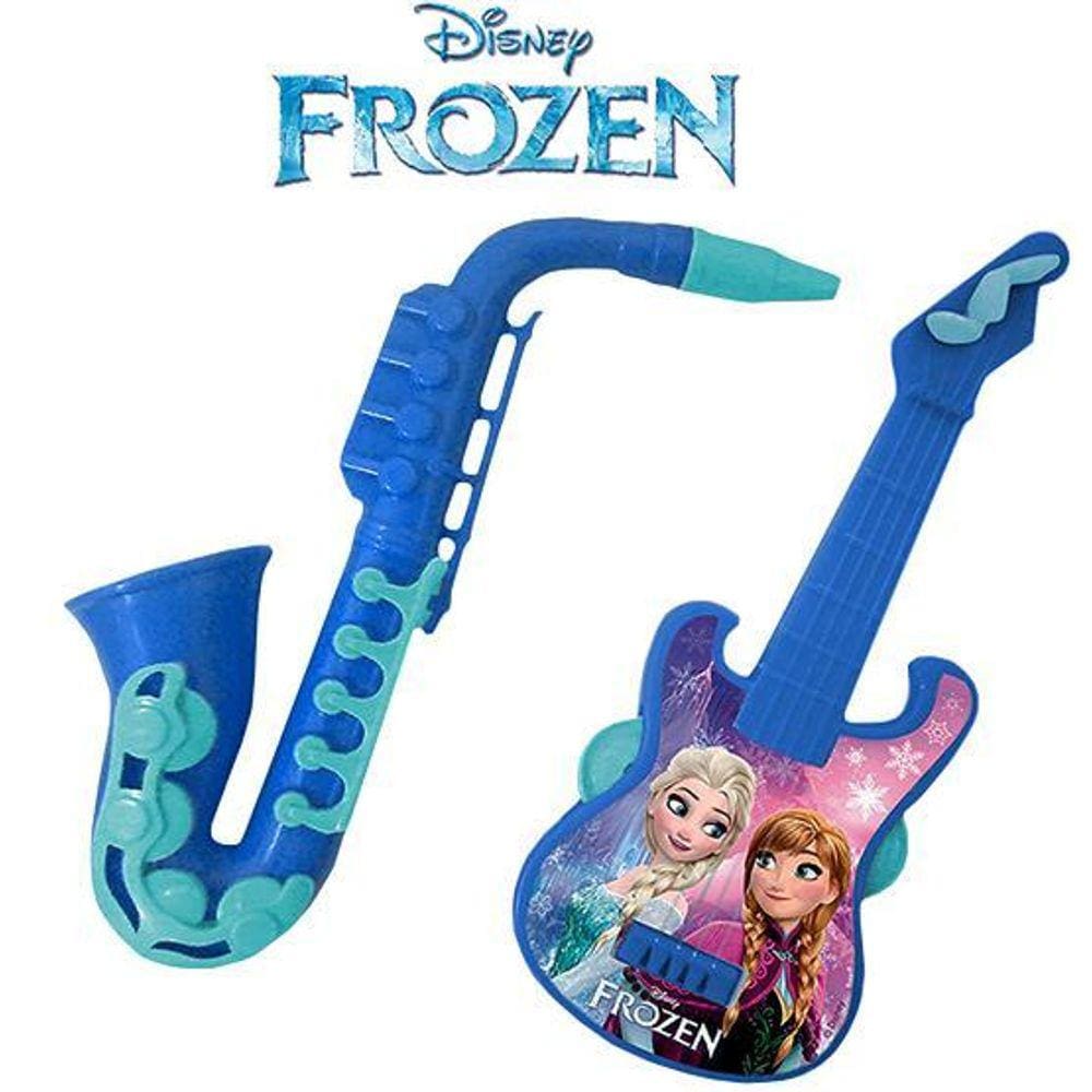 Kit Mini Instrumento Musical Infantil 2 Pecas Frozen Disney