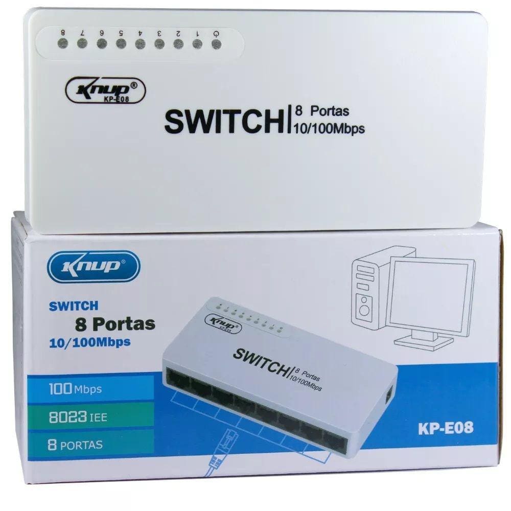 Switch 8 Portas Kpe08 Knup 10/100mbps Hub Rede