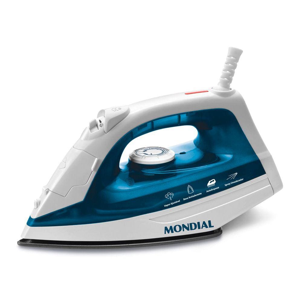 Ferro A Vapor Antiaderente Mondial F32 Com Spray Branco 110v