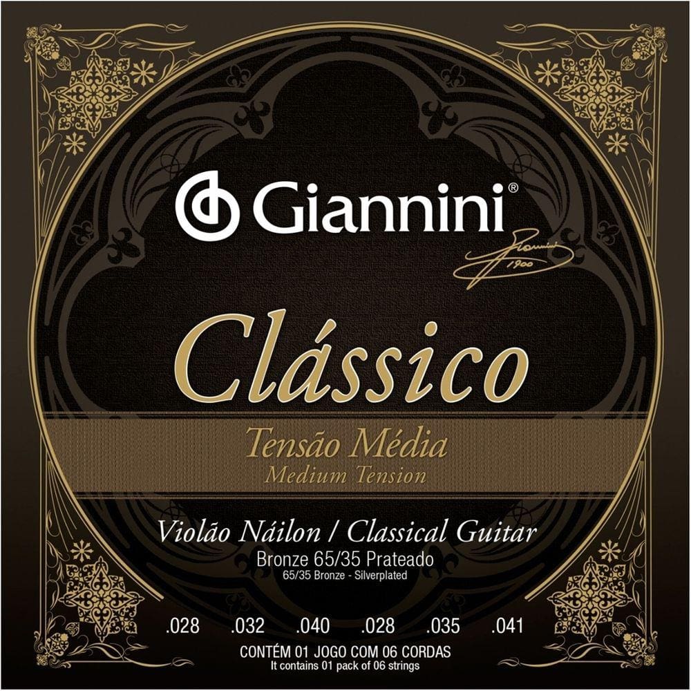 Encordoamento Violão Nylon Giannini Clássico Média GENWPM