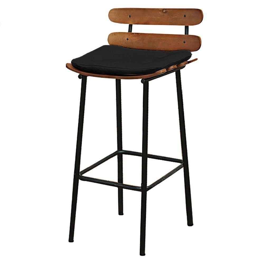 Banqueta Alta Costela Decorativa Assento Em Tecido Suede