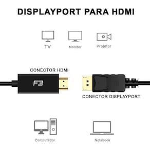 Cabo Adaptador Conversor Displayport Para Hdmi 1.8 Metros