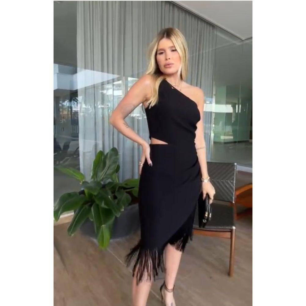 Vestido com franja de 2024 vidrilho