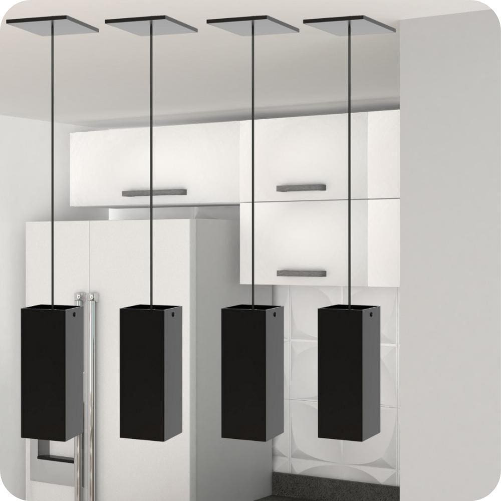 4 Pendente Industrial Preto Quadrado Moderno Luminária ELG