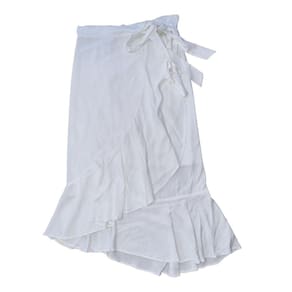 Saia Envelope Midi Ajustável Com Babado Branca Forrada De Viscose M Ao G Brumar