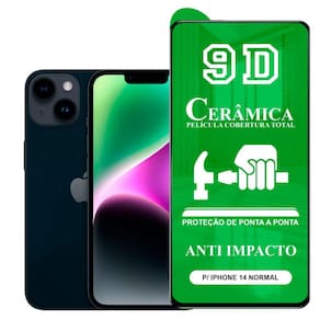 Película 9D Cerâmica iPhöne 14 Normal - Protetora Anti Impacto Queda Choque Shock Flexível Nano Gel