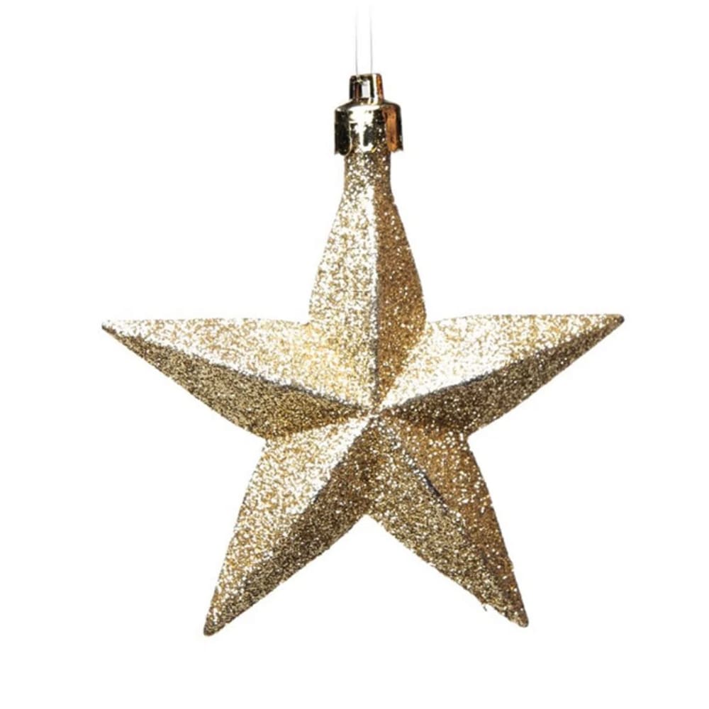 Kit 6 und Enfeite Estrela Ouro Glitter Árvore Natal cromus
