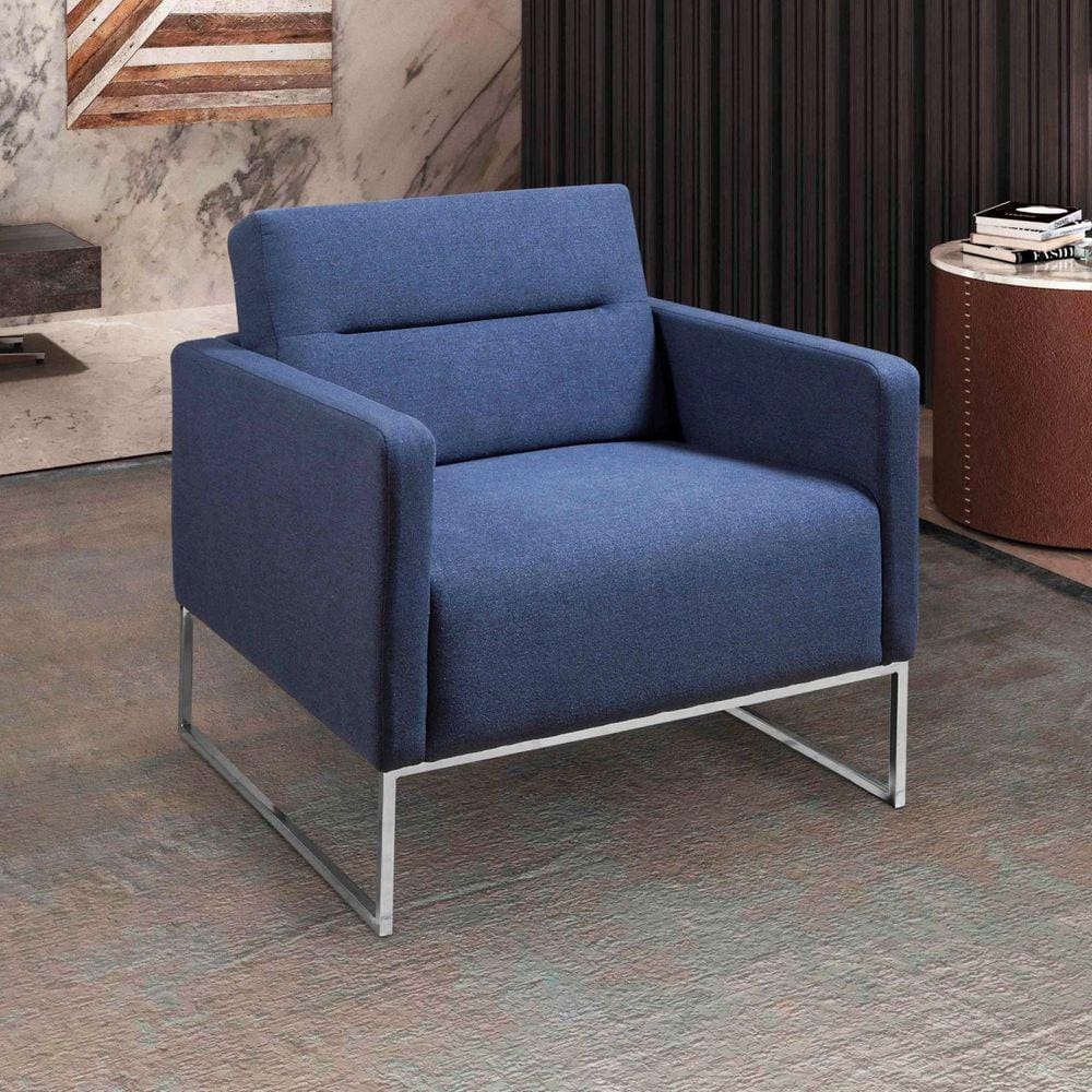 Poltrona 1 Lugar Siena Estofados Ferrari Veludo Paris Azul