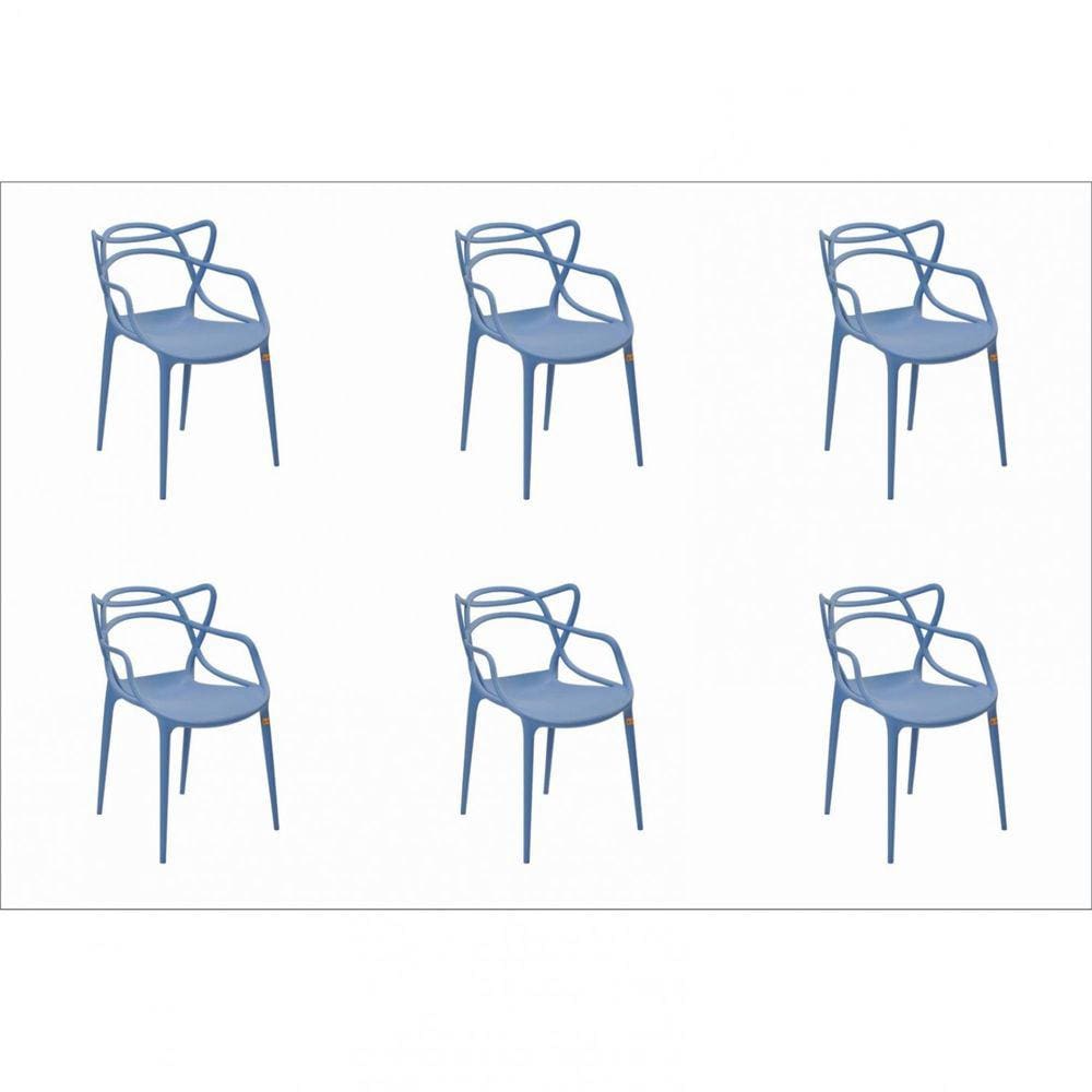Conjunto 6 Cadeiras Allegra Caribe Rivatti Azul Caribe
