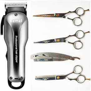 Maquina De Cortar Cabelo Kemei 2603 + Kit Tesouras