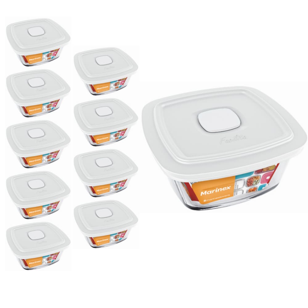 Pote Vidro Quadrado Facilita Vap Com Tampa 2L Marinex 9Un