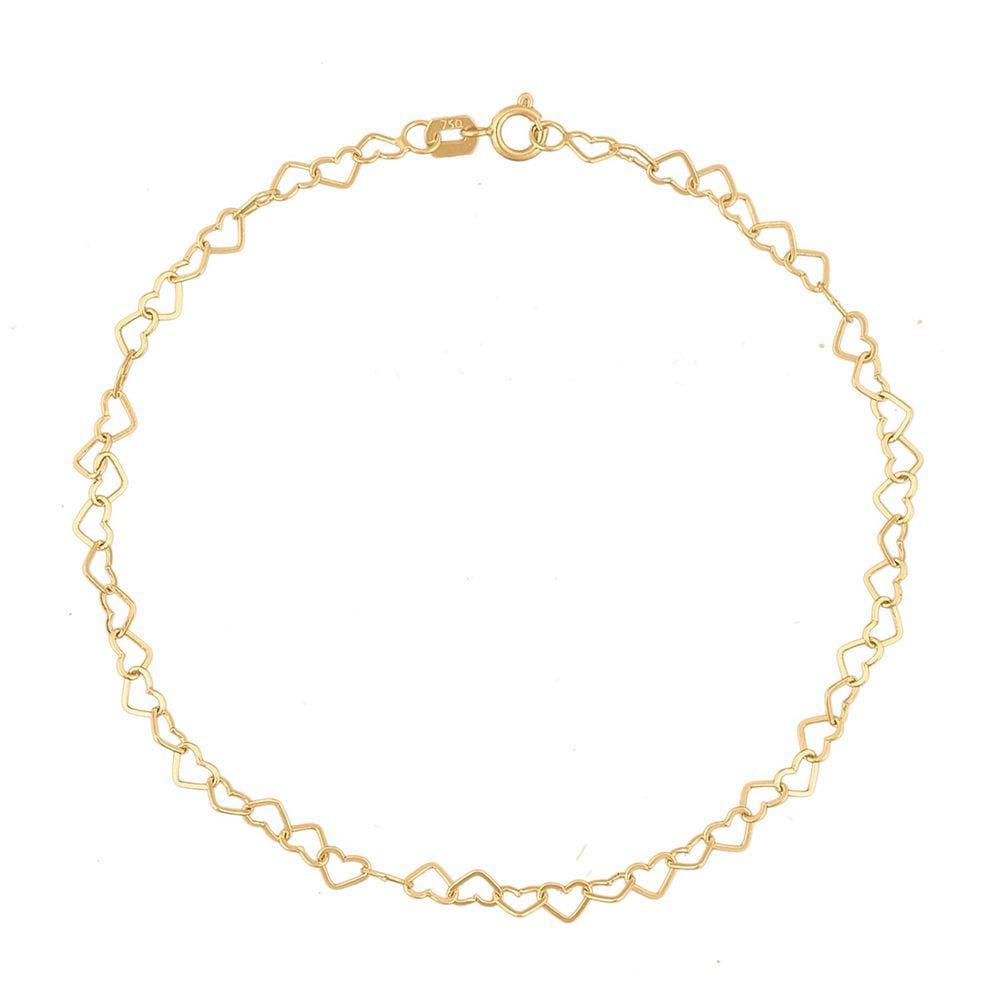 Pulseira Feminina Coração Em Ouro 18k Maciça