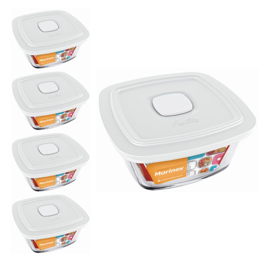 Pote Vidro Quadrado Facilita Vap Com Tampa 2L Marinex 4Un