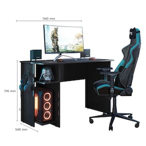 Mesa Para Computador Gamer 2 Prateleiras Preta 3875 Qmovi