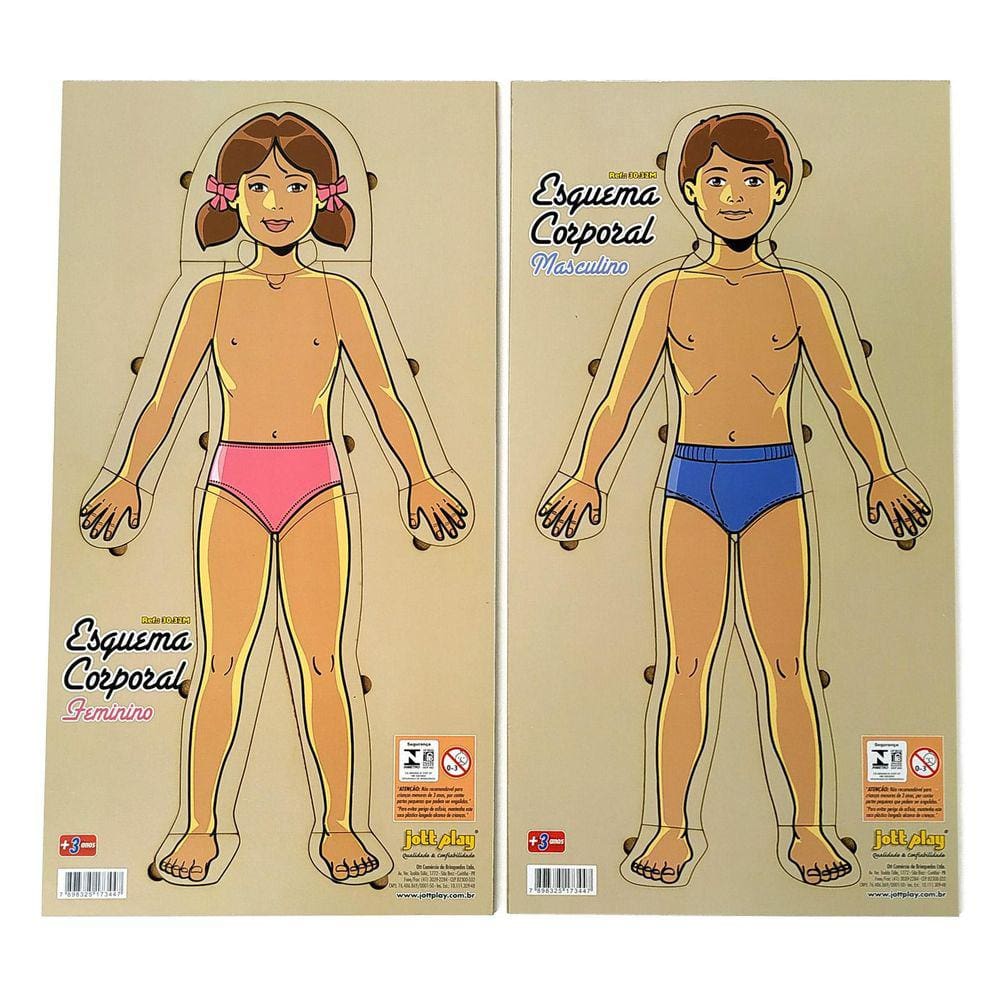 Esquema Corporal Masculino Feminino Em Madeira Com 22 Peças