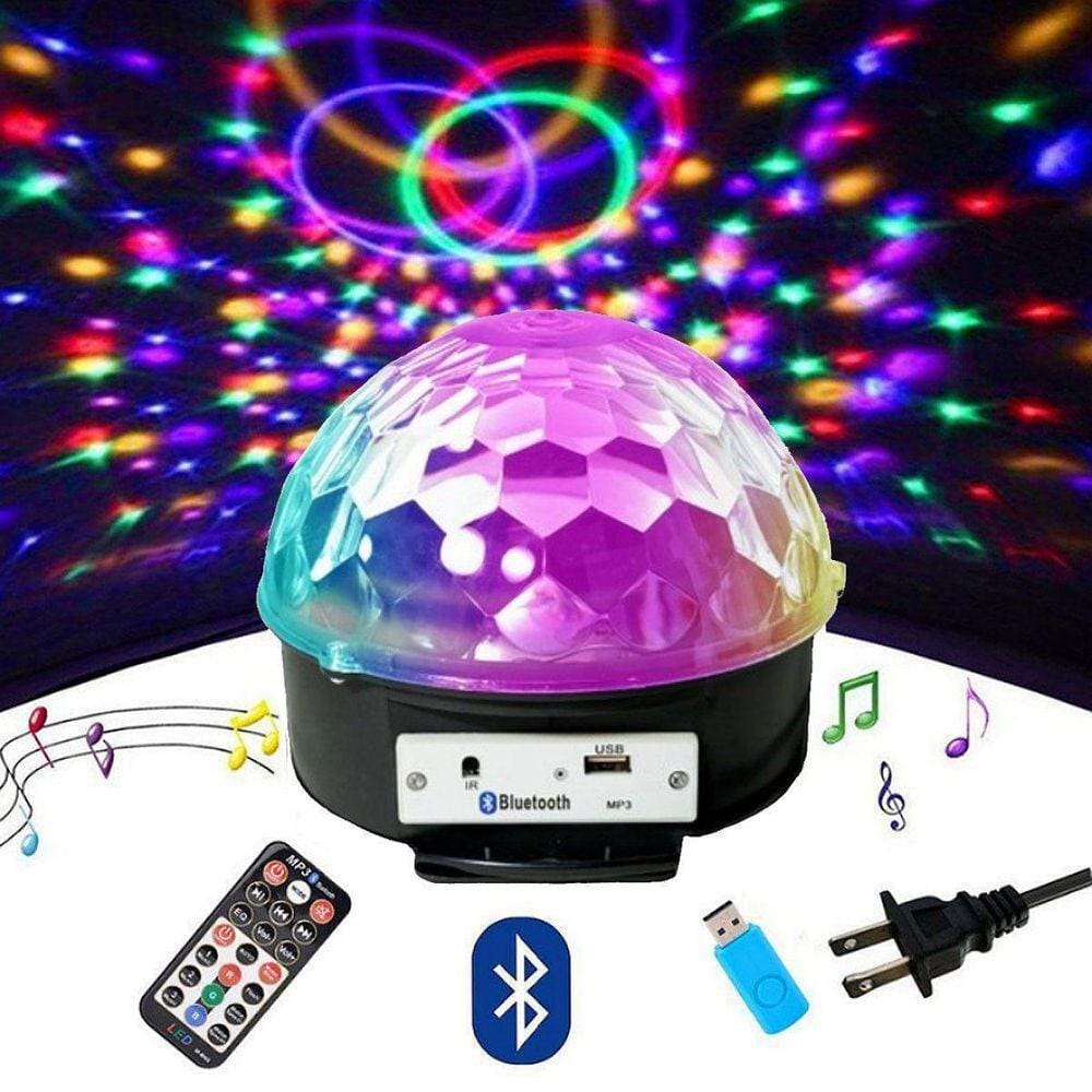 Globo Projetor Luz De Balada Rgb Giratório Musical Bluetooth