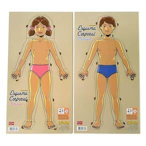 Esquema Corporal Masculino Feminino Em Madeira Com 22 Peças