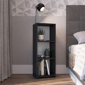 Estante Módulo Organizador Livreiro 2 Prateleiras Multiuso Decoração Sala Quarto Funcionale Preto