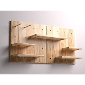 Painel Pegboard Prateleira Organizador Madeira Pinus 40 Cm