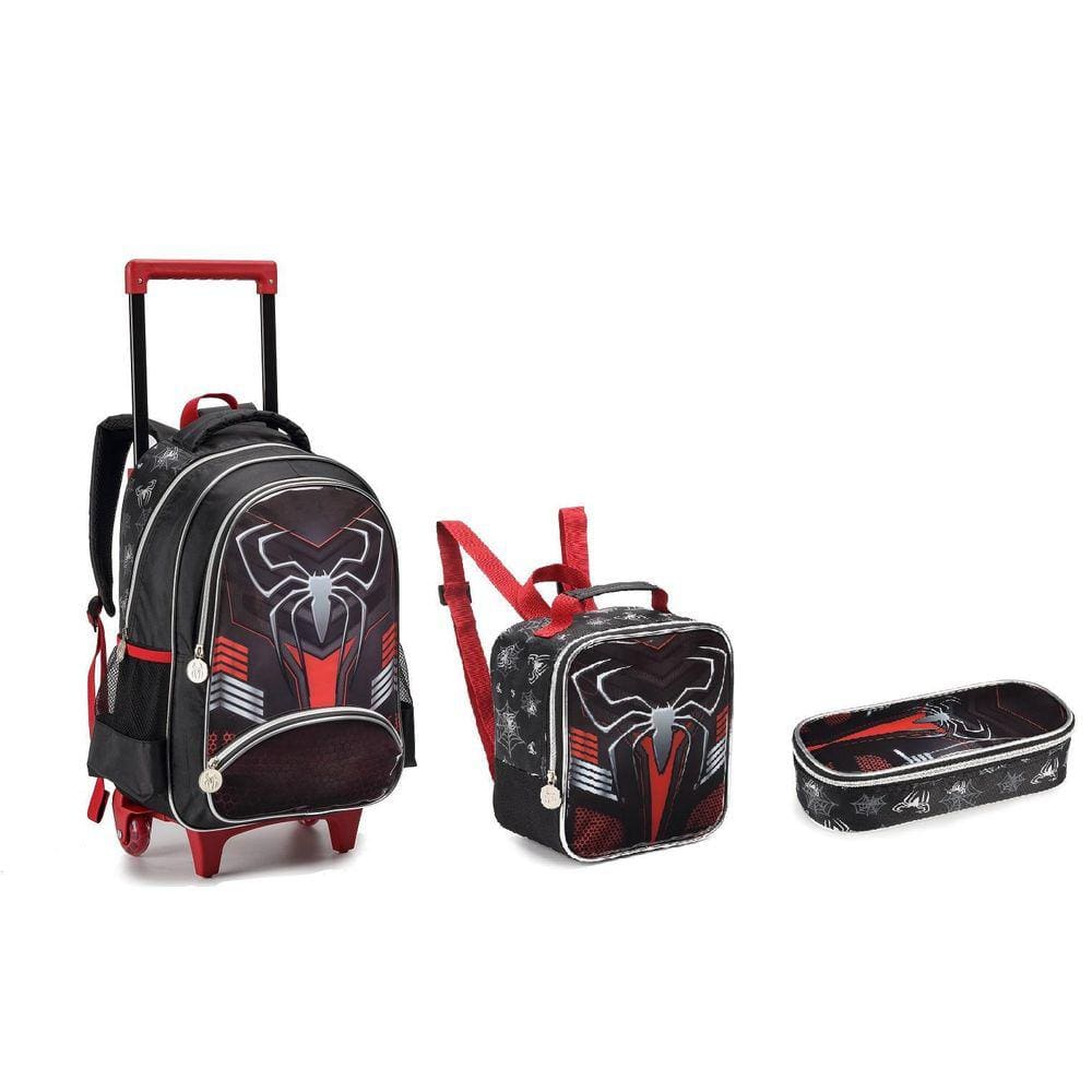 Kit Escolar Mochila Com Rodinhas Meninos Spider Aranha 2023