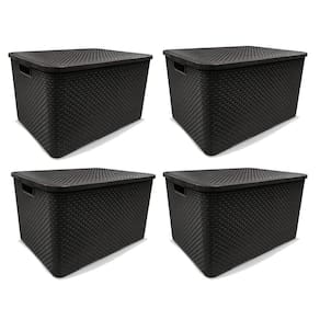 Kit 4 Caixas Organizadoras Rattan Preta 40 Litros Arqplast