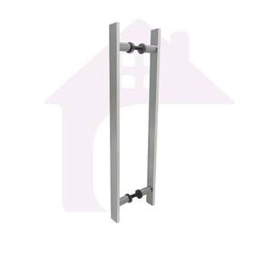 Puxador Duplo Barra Chata 60 Cm Pivotante Madeira/Vidro