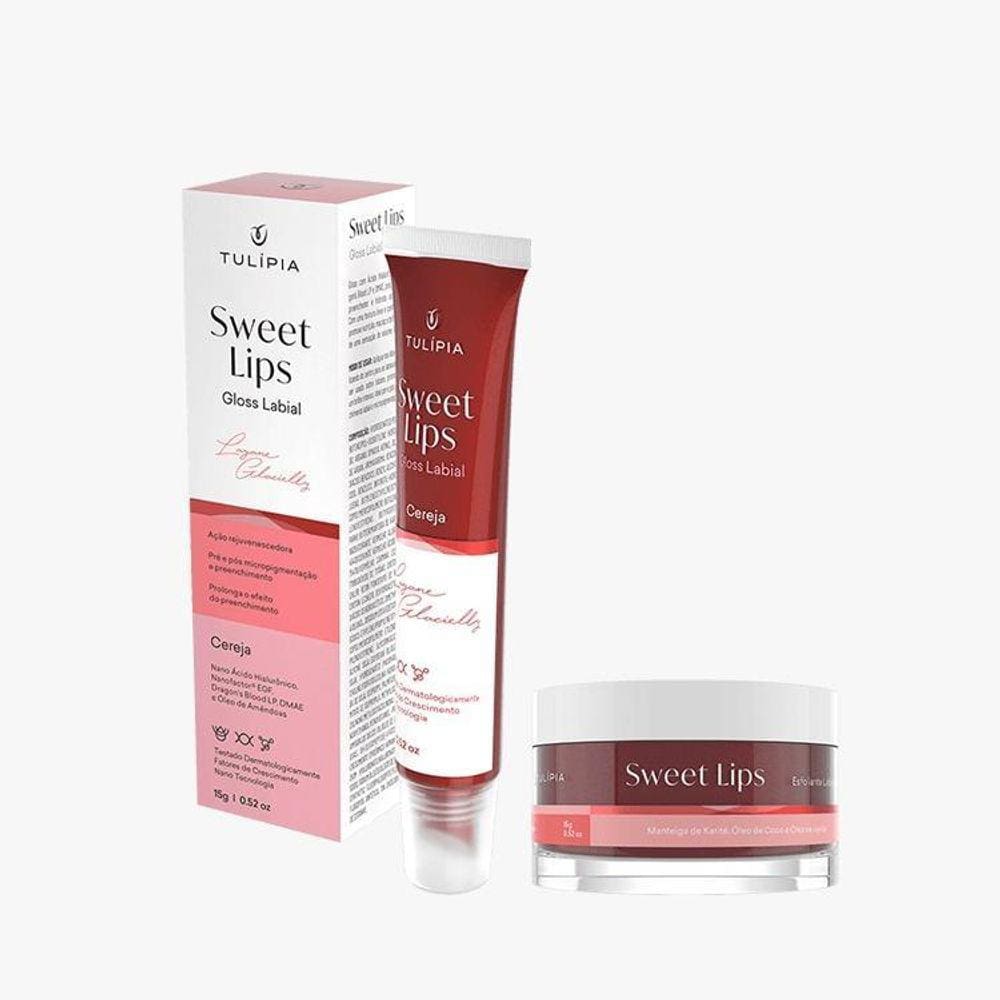 Kit Sweet Lips Tulipia Gloss Labial + Esfoliante - Cereja