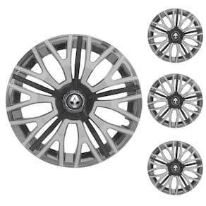 Jogo Calota Aro 13 Triton Sport Graphite Silver Black Elitte Preto Prata Grafite + Emblema Resinado Renault (Sandero Logan Clio Scenic Megane Kwid)