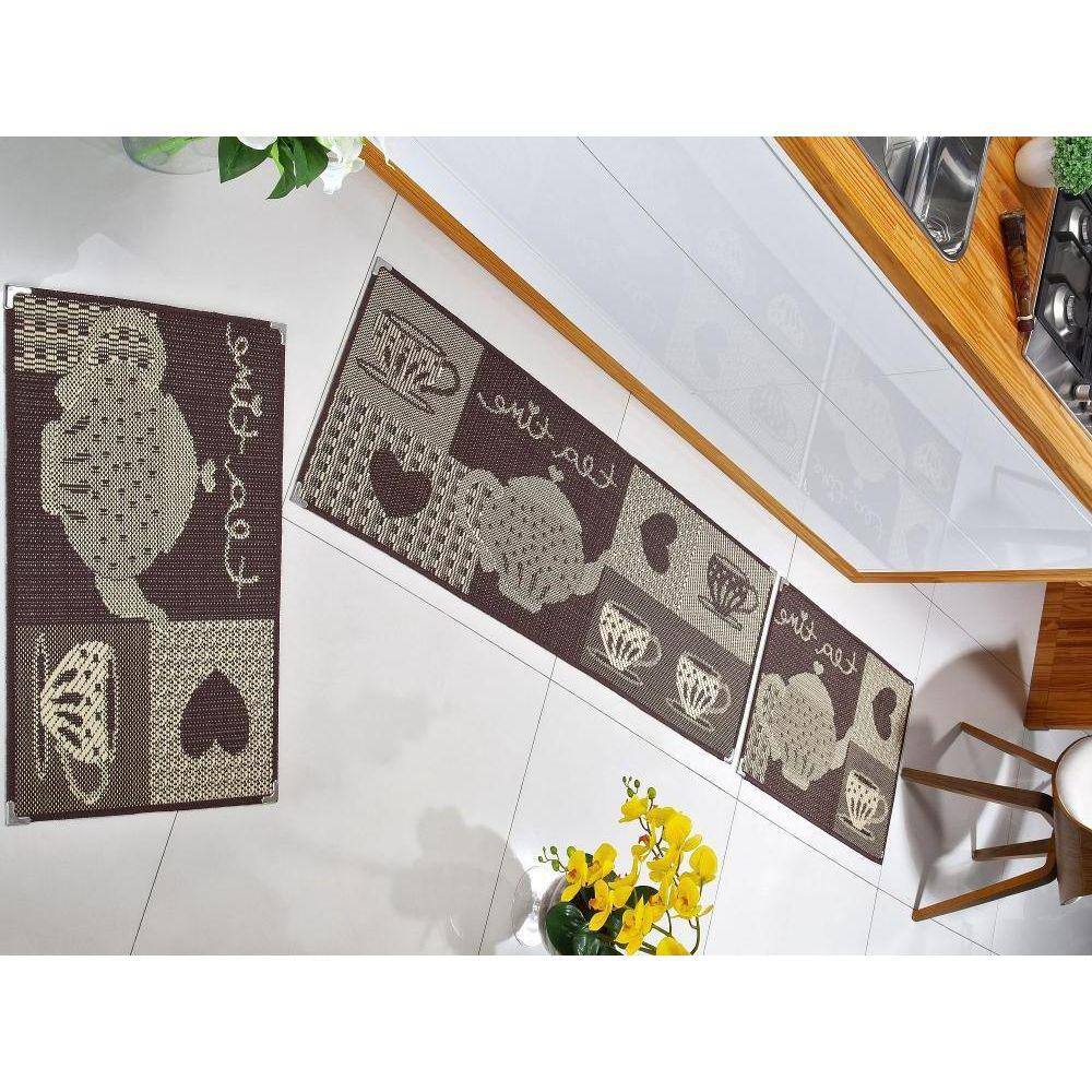 Jogo De Tapete Para Cozinha Kit 3 Peças Antiderrapante Sisal
