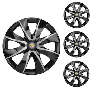 Jogo Calota Aro 14 Prime Black Silver Elitte Preto Prata + Emblema Resinado Chevrolet GM (Corsa Meriva Agile Celta Montana Prisma Onix Astra Cobalt)