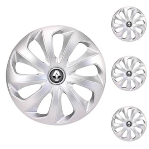 Jogo Calota Aro 14 Velox Silver Elitte Prata + Emblema Resinado Renault (Sandero Logan Clio Scenic Megane Kwid)