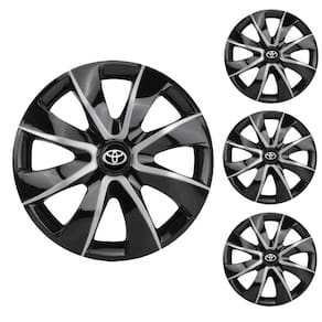 Jogo Calota Aro 14 Prime Black Silver Elitte Preto Prata + Emblema Resinado Toyota (Corolla Etios Yaris)