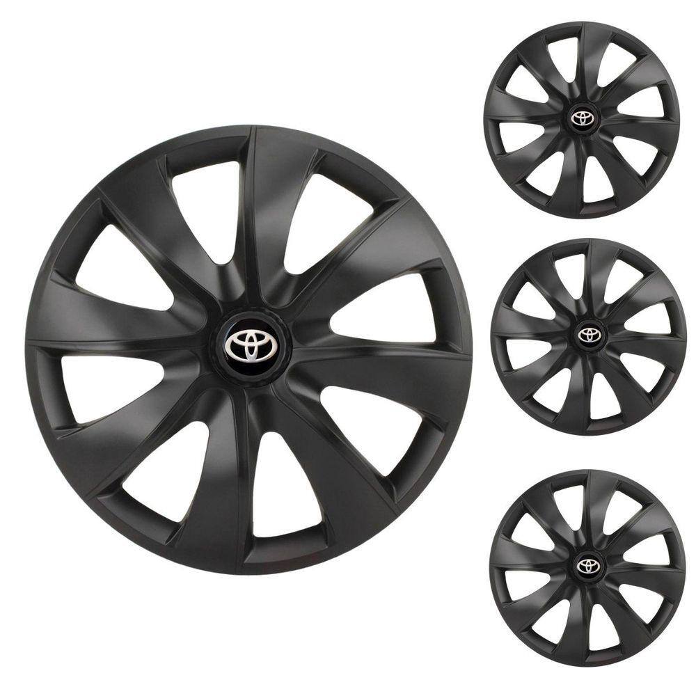 Jogo Calota Aro 14 Prime Fosc Black Elitte Preto Fosco + Emblema Resinado Toyota (Corolla Etios Yaris)