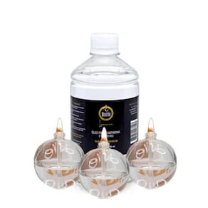 Kit 3 Lamparinas Decorativas Bola Incolor + 500Ml De Fluido