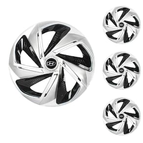 Jogo Calota Aro 14 Nitro X Silver Black Elitte Prata Preto + Emblema Resinado Hyundai (HB20 HB20S)