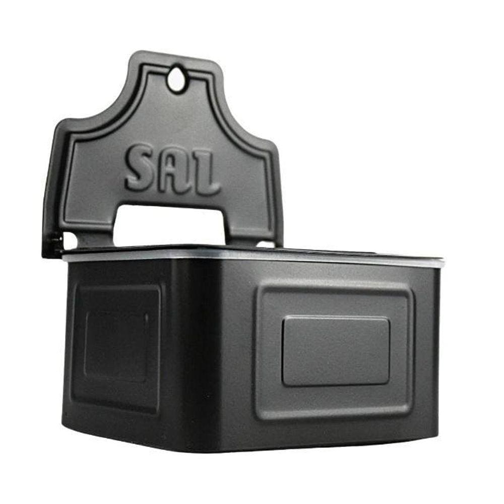 Porta Sal Saleiro Em Aço Inox Preto 700G - Mak Inox