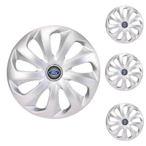 Jogo Calota Aro 13 Velox Silver Elitte Prata + Emblema Resinado Ford (Fiesta Ka Ecosport Focus)
