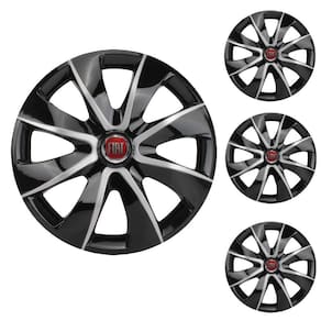 Jogo Calota Aro 14 Prime Black Silver Elitte Preto Prata + Emblema Resinado Fiat Palio Uno Punto Linea Strada Idea Siena Fiorino Doblo Mobi Bravo Argo
