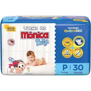 Fralda Descartável Turma Da Mônica Baby P Pacote 30 Unidades