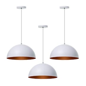 Kit 3 Lustres Pendentes Meia Lua Branco 40 Cm