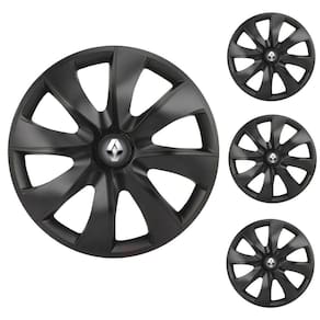 Jogo Calota Aro 14 Prime Fosc Black Elitte Preto Fosco + Emblema Resinado Renault (Sandero Logan Clio Scenic Megane Kwid)