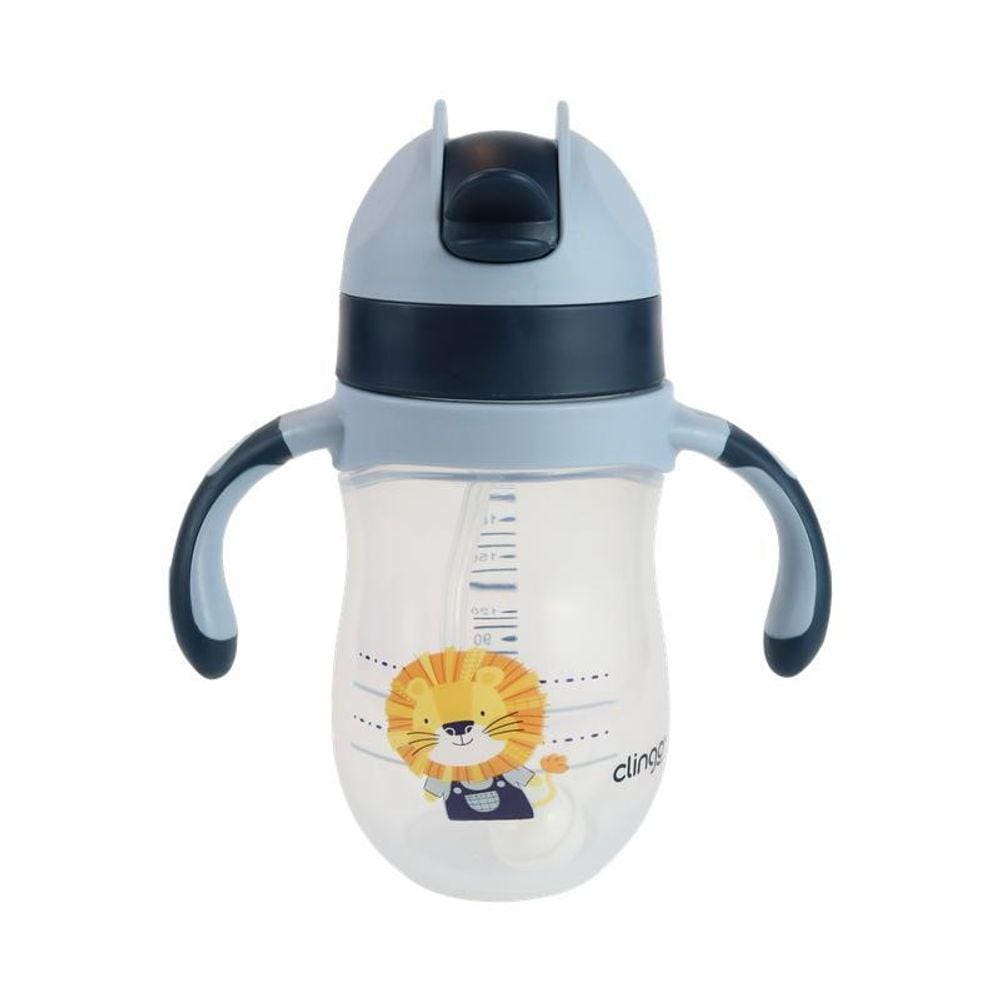 Copo Infantil Transição Leão Canudo Silicone Alça 220Ml 6M+