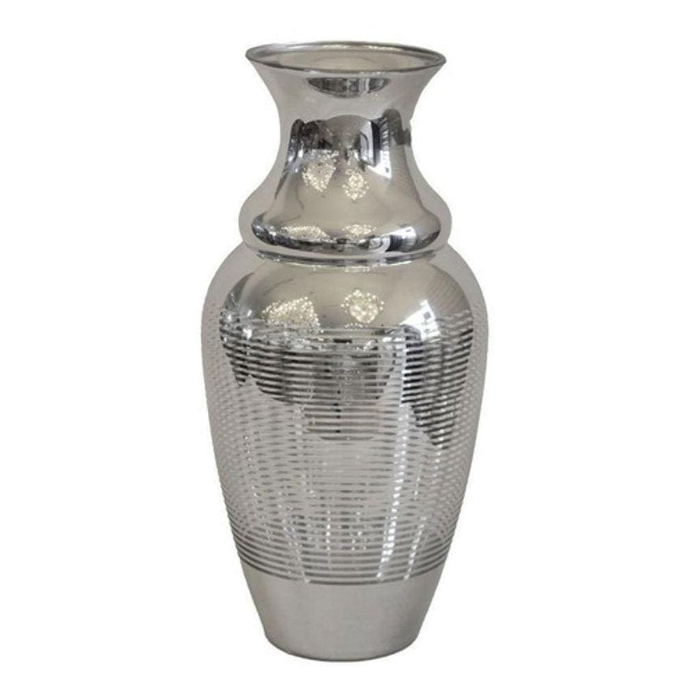 Vaso De Vidro Decorativo Prata Listras 49 X 25