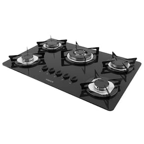 Cooktop Fogatti à Gás FGT 5B TC Vidro Preto Flange Inox