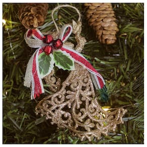 Kit 6 Enfeite Pendente Árvore Natal Anjo Dourado 12,5cm