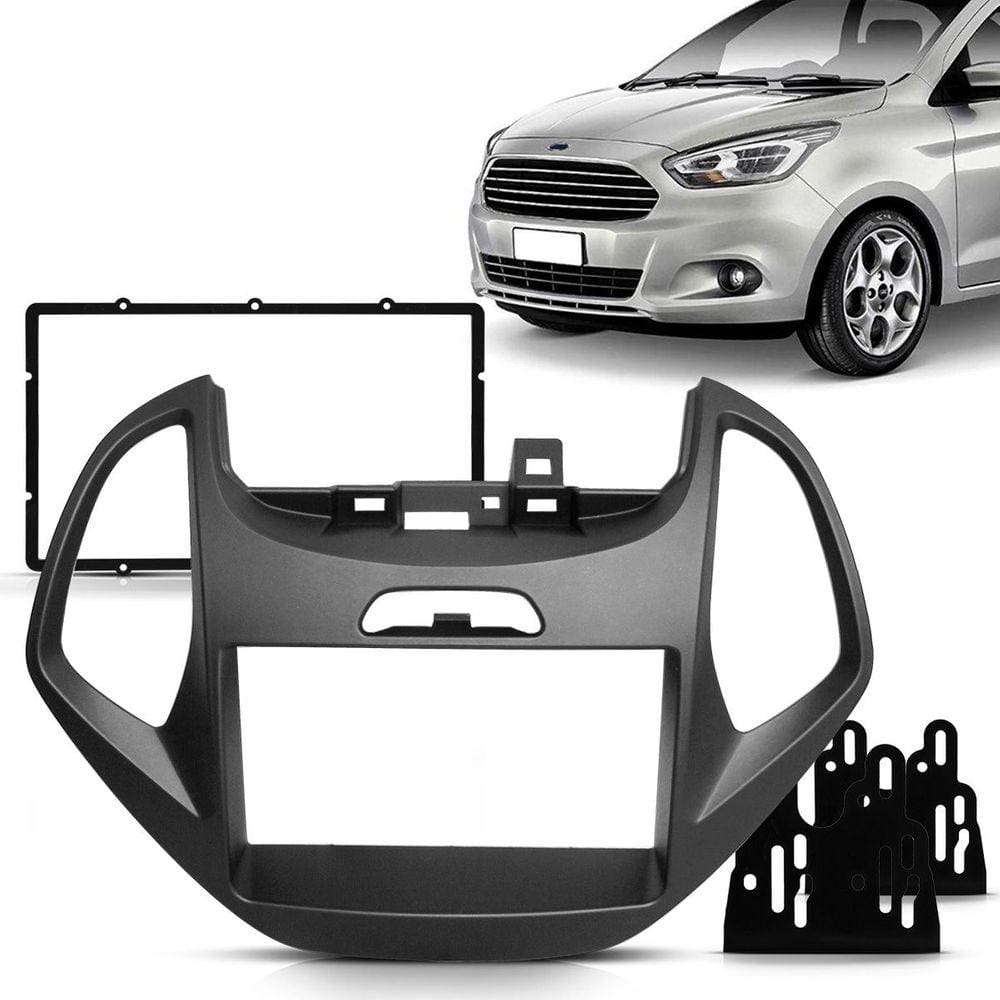 Moldura DVD 2 Din Ka 2014 2015 2016 2017 Cinza